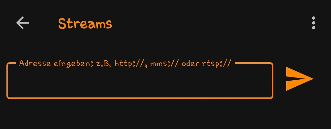 VLC Mobile - RTMP-URL eingeben