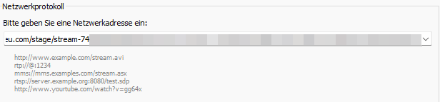 VLC - RTMP-URL eingeben